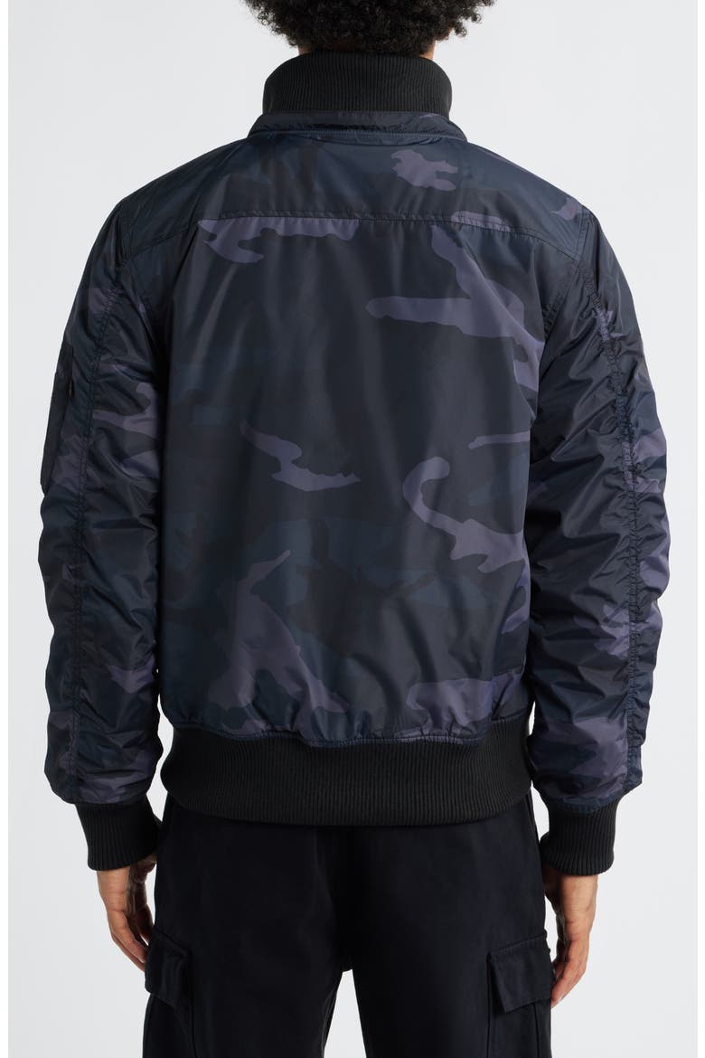 Hooded Rib Flight Jacket, Alternate, color, BLACK WOODLAND CAMO