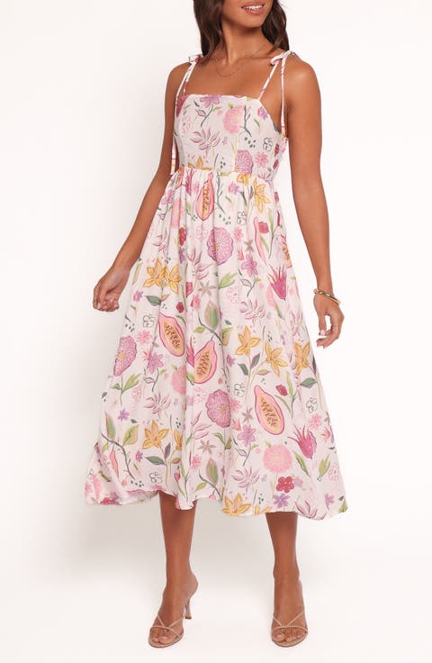 Stazie Floral Linen Blend Midi Sundress