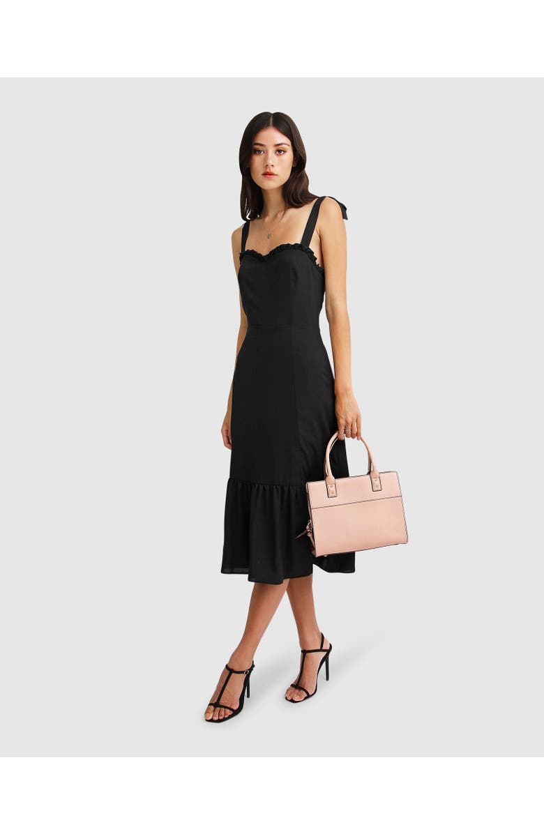 Belle & Bloom Summer Storm Midi Dress, Alternate, color, Black
