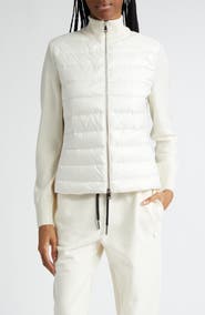 Moncler Quilted Nylon & Wool Knit Cardigan