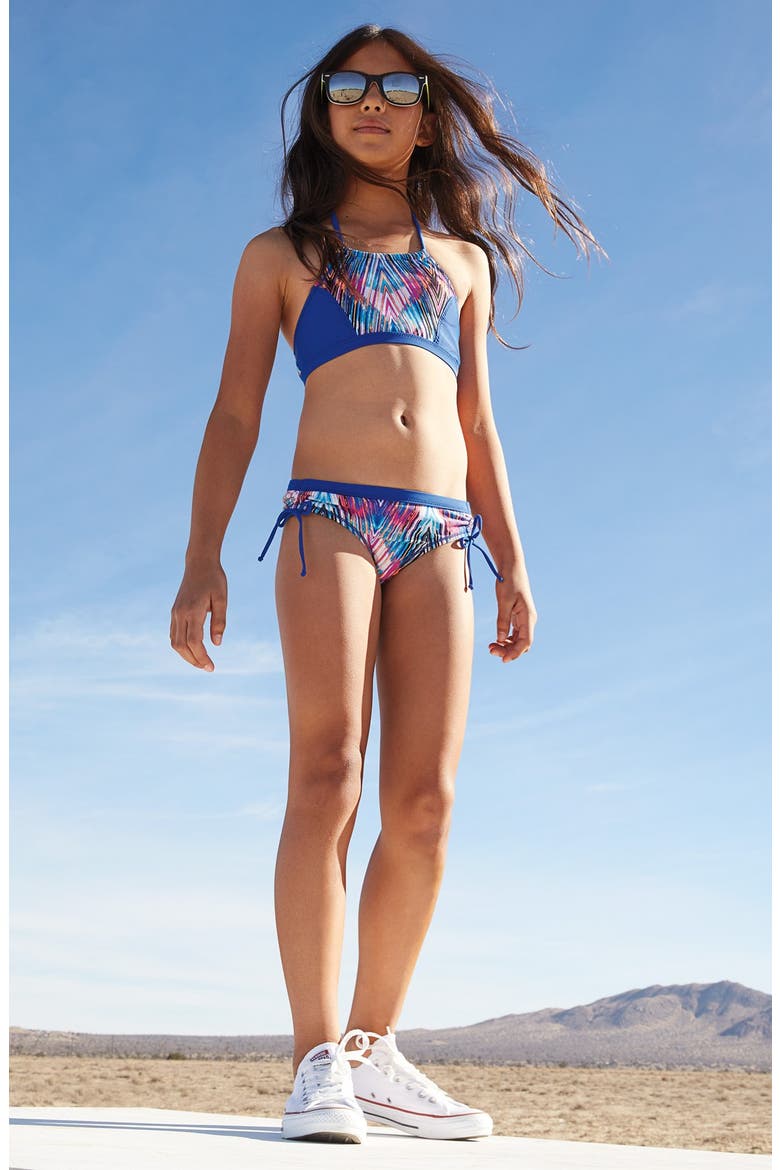 Two-Piece Swimsuit, Alternate, color, BLUE VIVID COLOR WARP