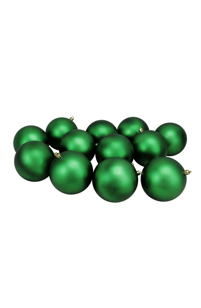 Northlight Shatterproof Matte Christmas Ball Ornaments - 4" (100mm) - Christmas Green - 12ct, Main, color,