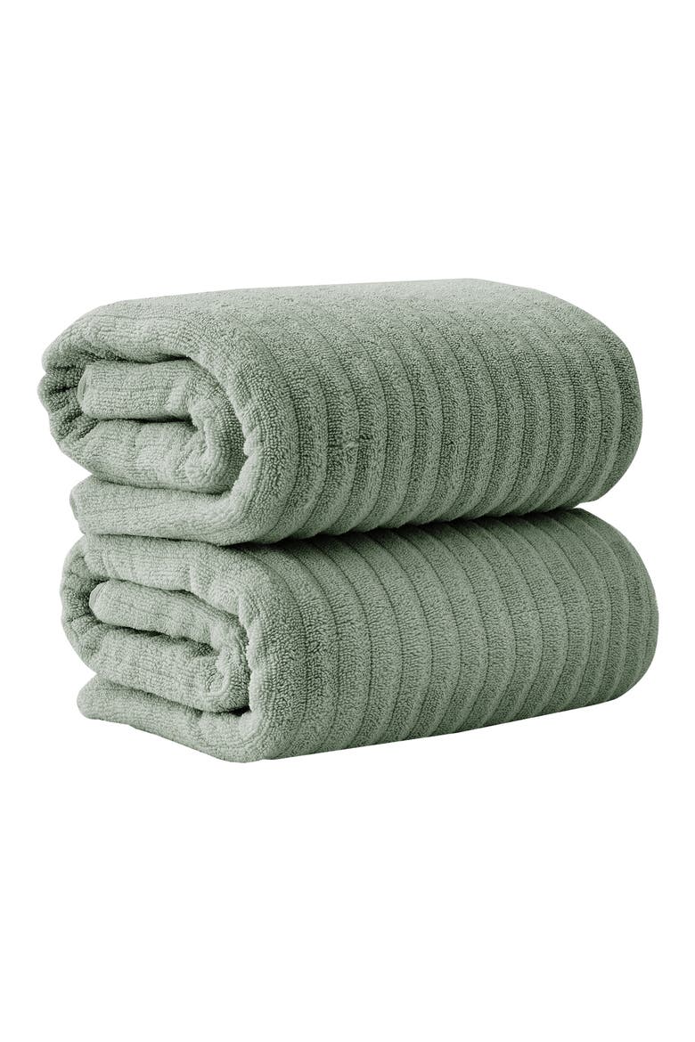 Combed Cotton 2-Pack Bath Towels, Main, color, EUCALYPTUS