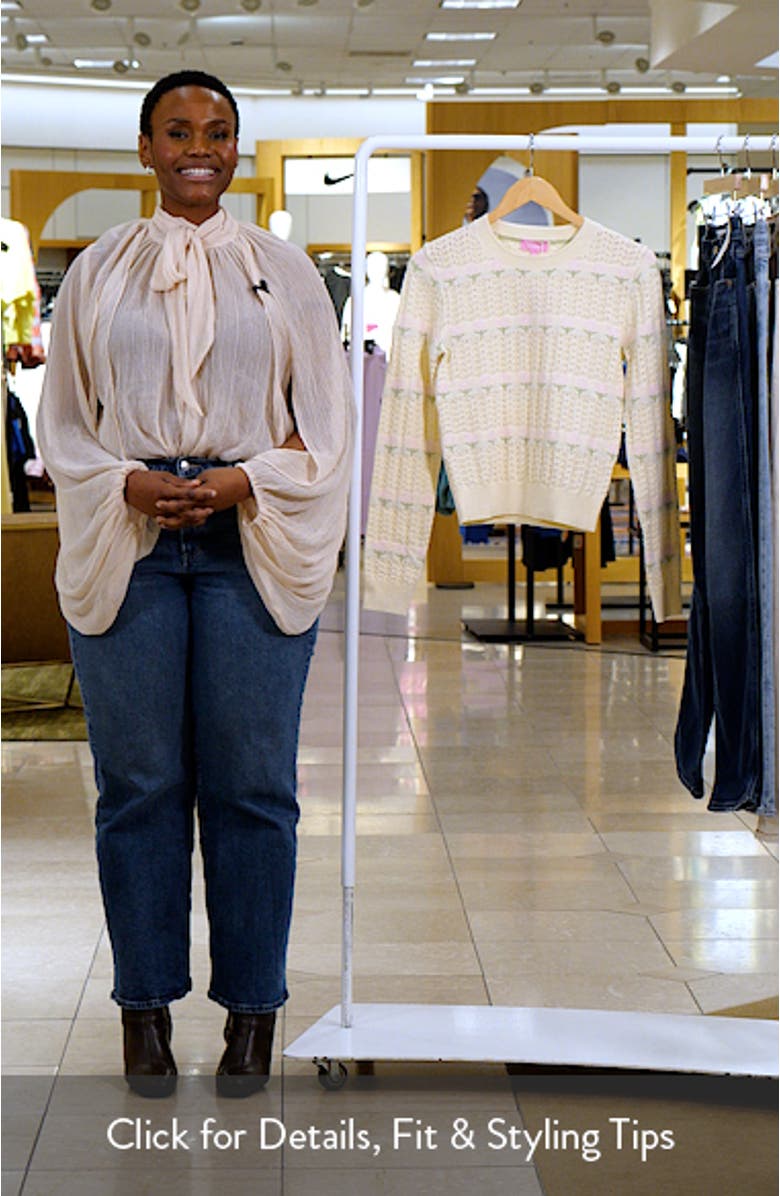 Emerie Floral Pointelle Stitch Sweater, sales video thumbnail