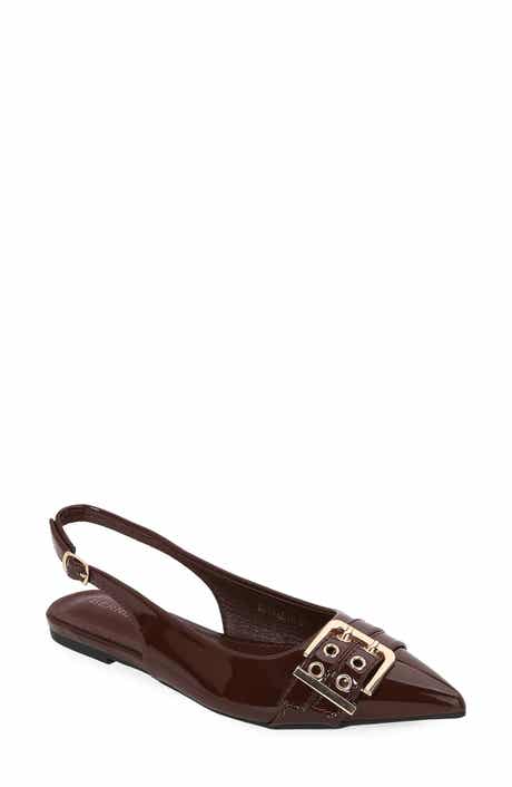 BERNESS Buckle Slingback Pointed Toe Flat