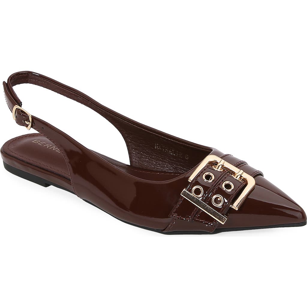Berness Buckle Slingback Pointed Toe Flat In Brown