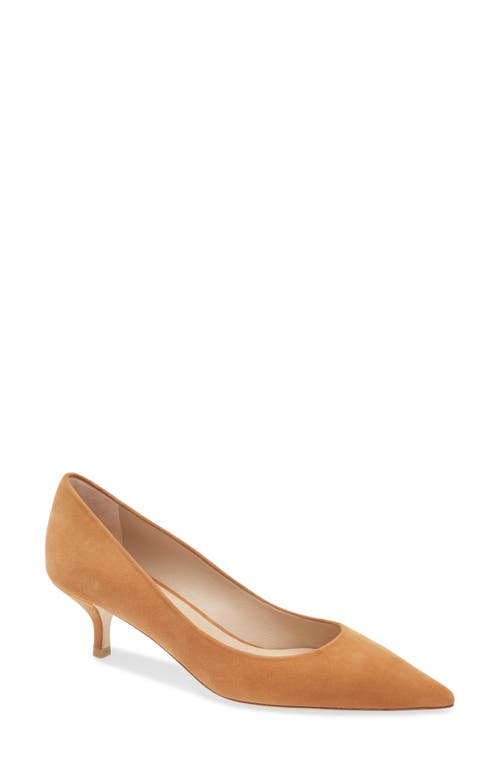 Stuart Weitzman Power Pointed Toe Kitten Heel Pump In Hazel