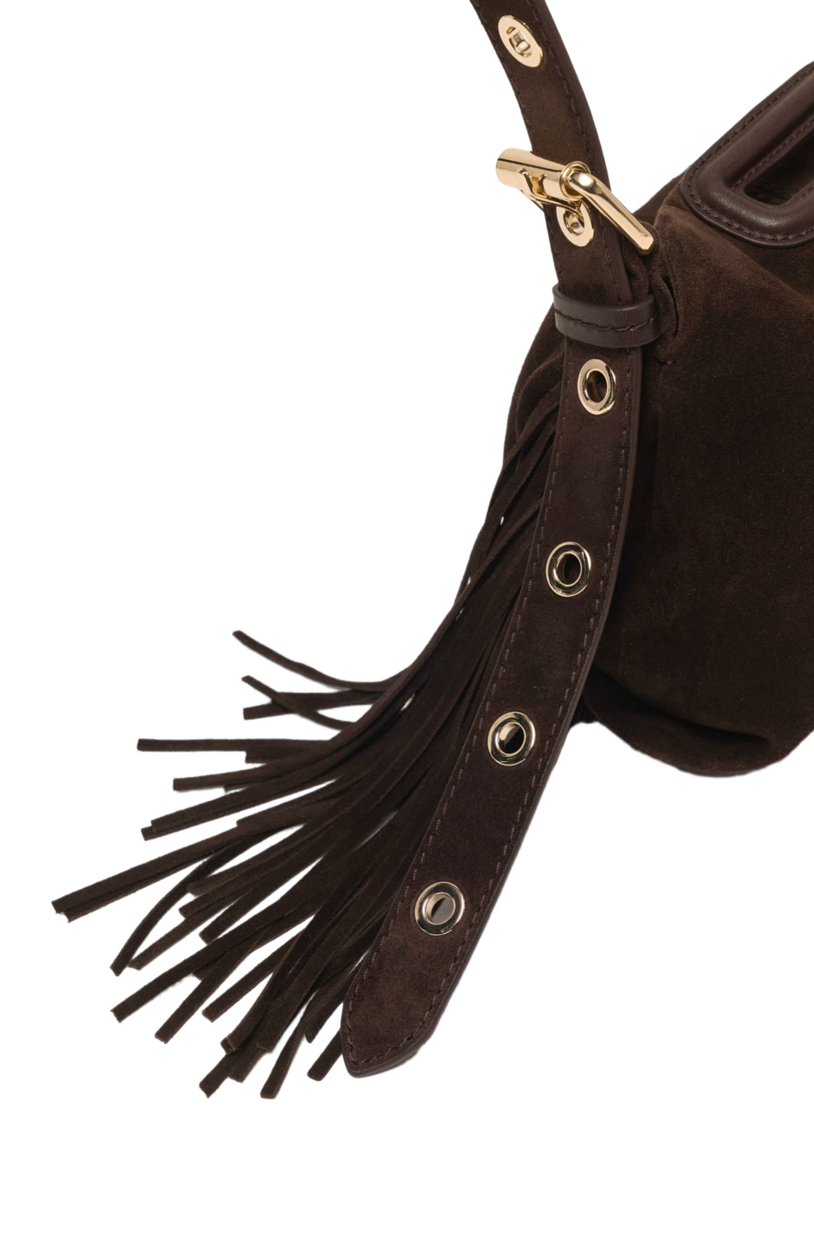 Suede leather mini Miss M bag, Alternate, color, Dark brown