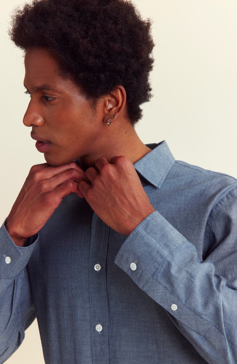 Billy Reid Holt Cotton Chambray Dress Shirt, Alternate, color,