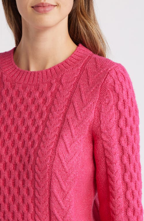 Caslon ® Cable Stitch Crewneck Sweater In Pink