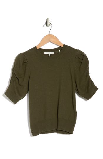 Frame Frankie Puff Short Sleeve Sweater In Green