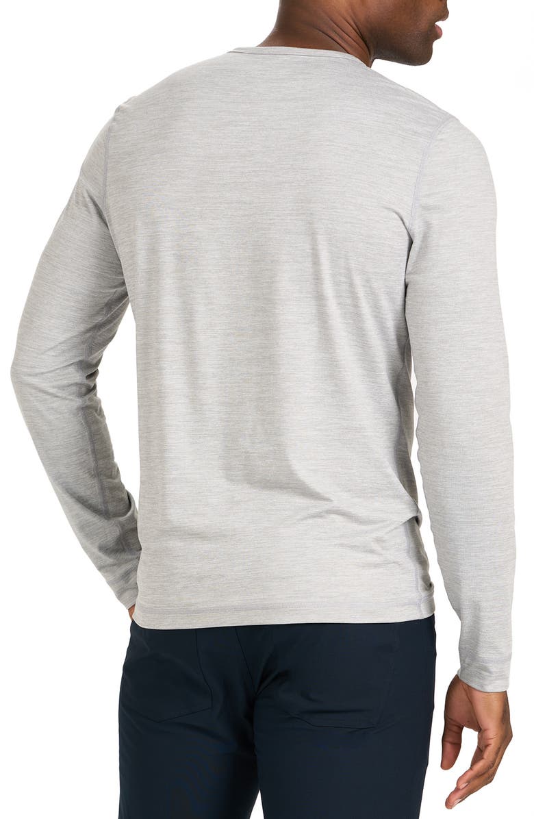 Vuori Long Sleeve Ease Performance Henley, Alternate, color, Light Heather Grey
