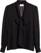 ST. JOHN Shadow Stripe Crinkle Georgette Shirt