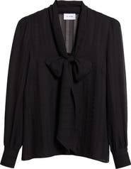 ST. JOHN Shadow Stripe Crinkle Georgette Shirt