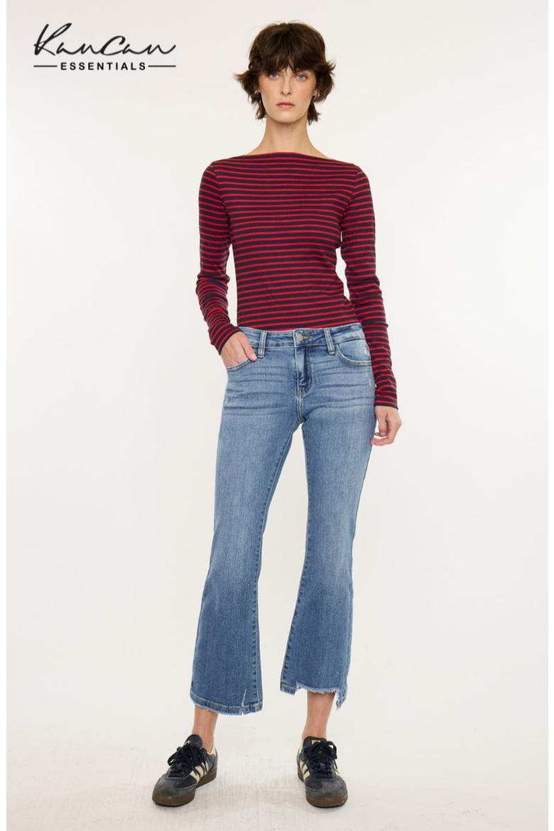 Savanna Essentials Mid Rise Cropped Flare Jeans, Main, color, Medium Wash