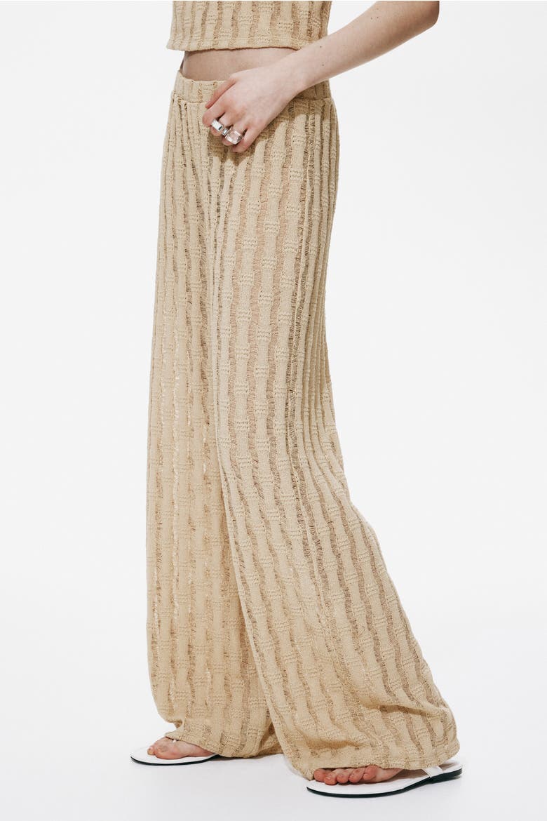 Knitted Pull-on Trousers, Alternate, color, Beige