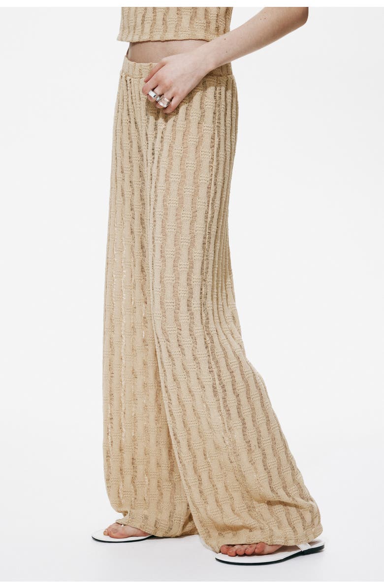 H&M Knitted Pull-on Trousers, Alternate, color, Beige