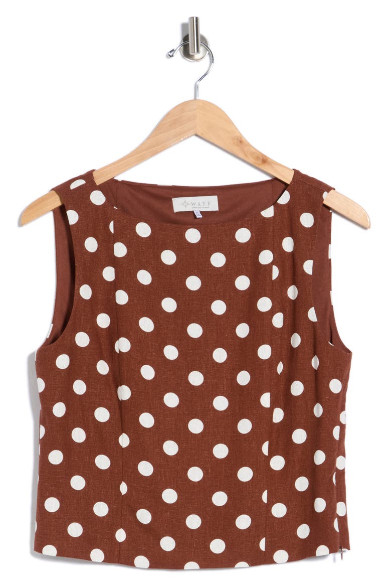 Polka Dot Linen Blend Tank, Alternate, color, REDWOOD POLKA DOT