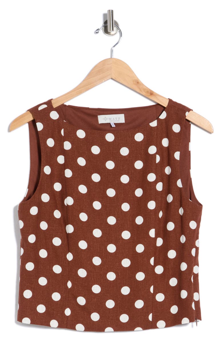 WAYF Polka Dot Linen Blend Tank, Alternate, color, Redwood Polka Dot
