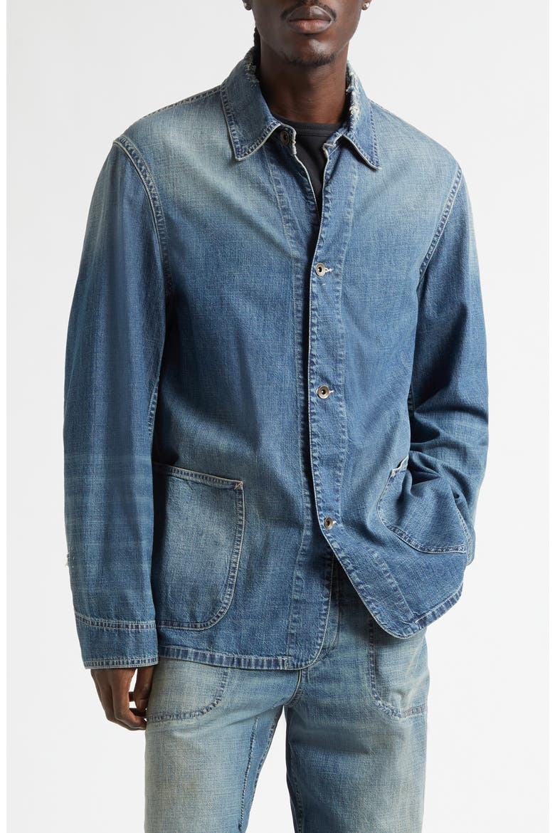 Ripped & Repaired Chambray Jacket, Main, color, WASHED BLUE