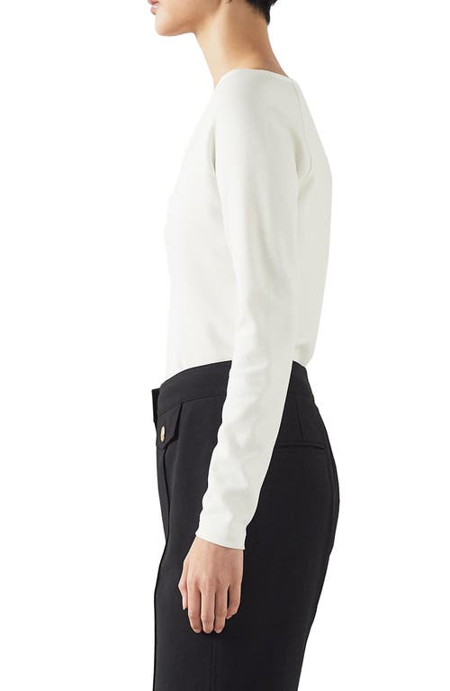 Lk Bennett Anabella Long Sleeve Jersey Top In Ivory
