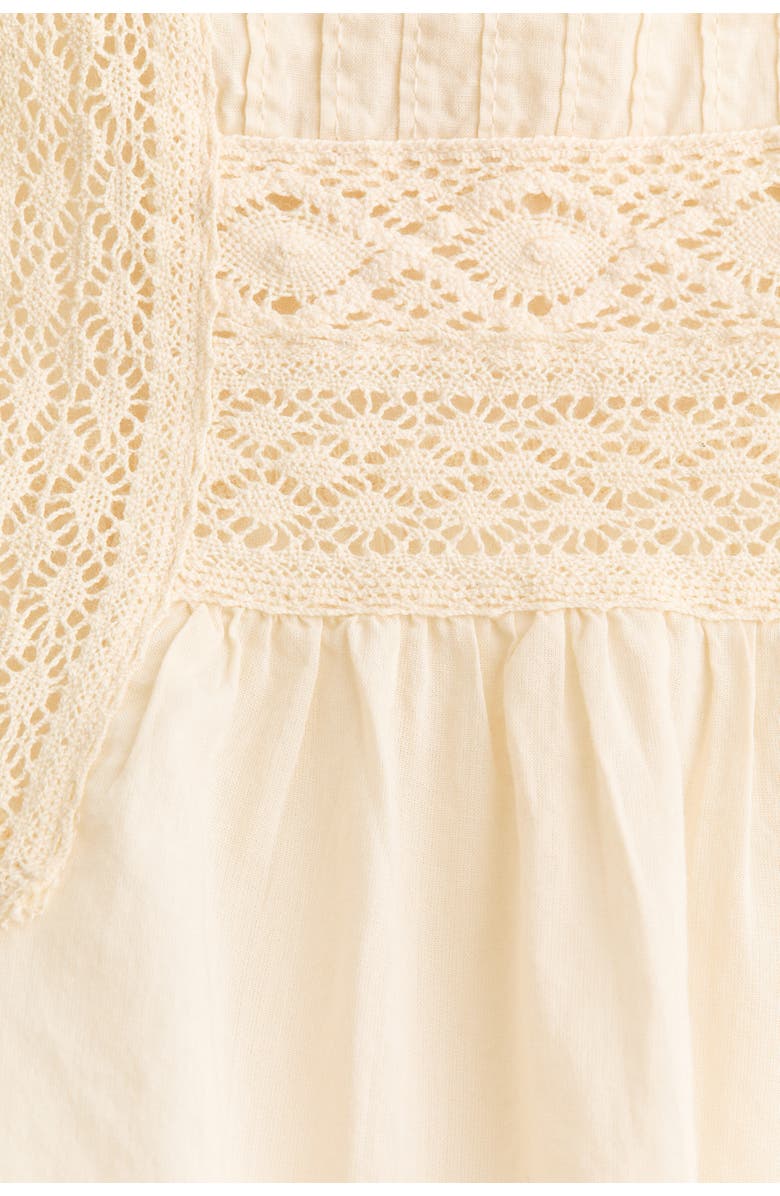 H&M Lace-inset Cotton Blouse, Alternate, color, Light Beige
