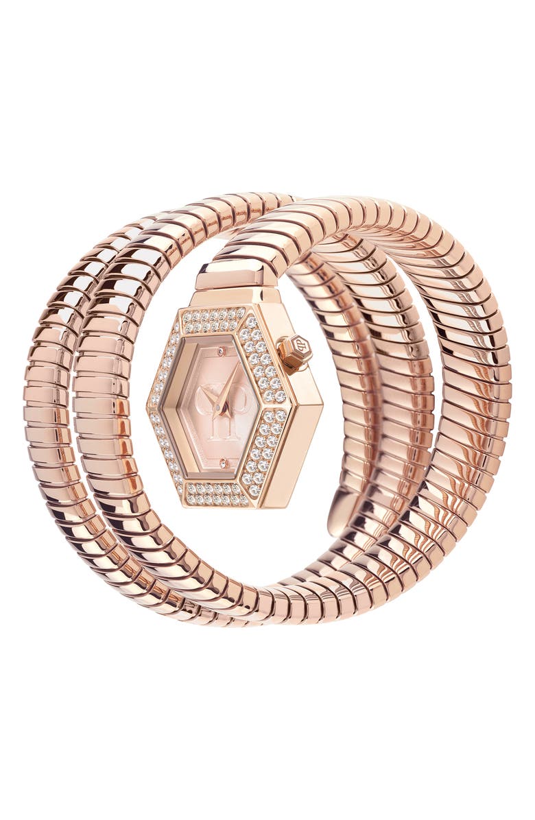 PHILIPP PLEIN Snake Hexagon Bracelet Watch, 24mm, Alternate, color, Ip Rose Gold