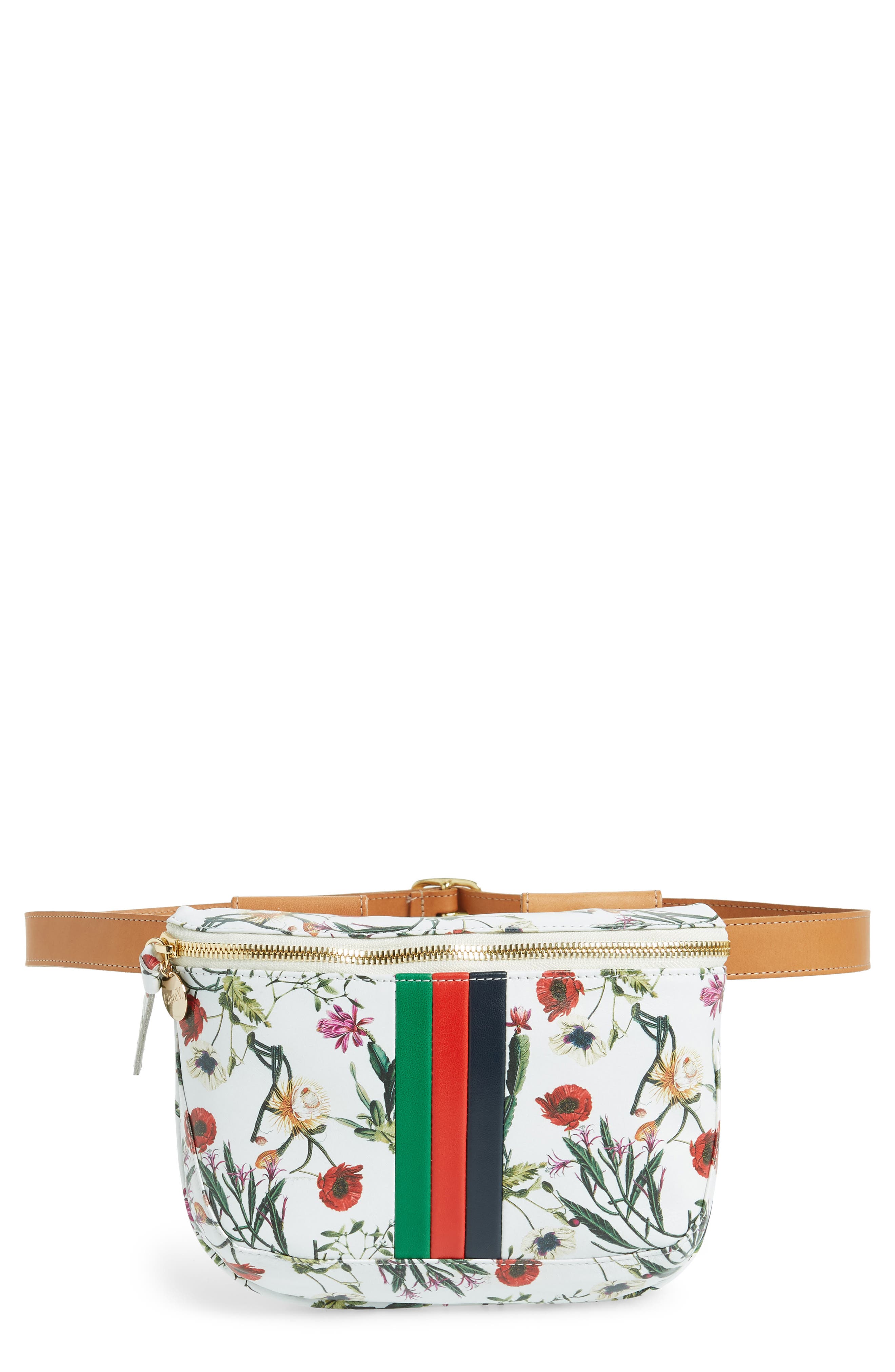 Clare V. Floral Leather Supreme Fanny Pack, Main, color, 