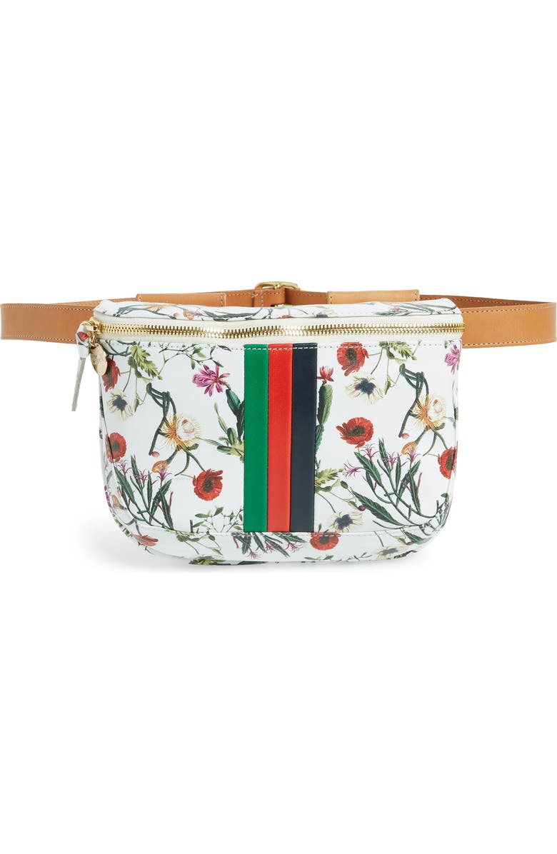 Clare V. Floral Leather Supreme Fanny Pack, Main, color,