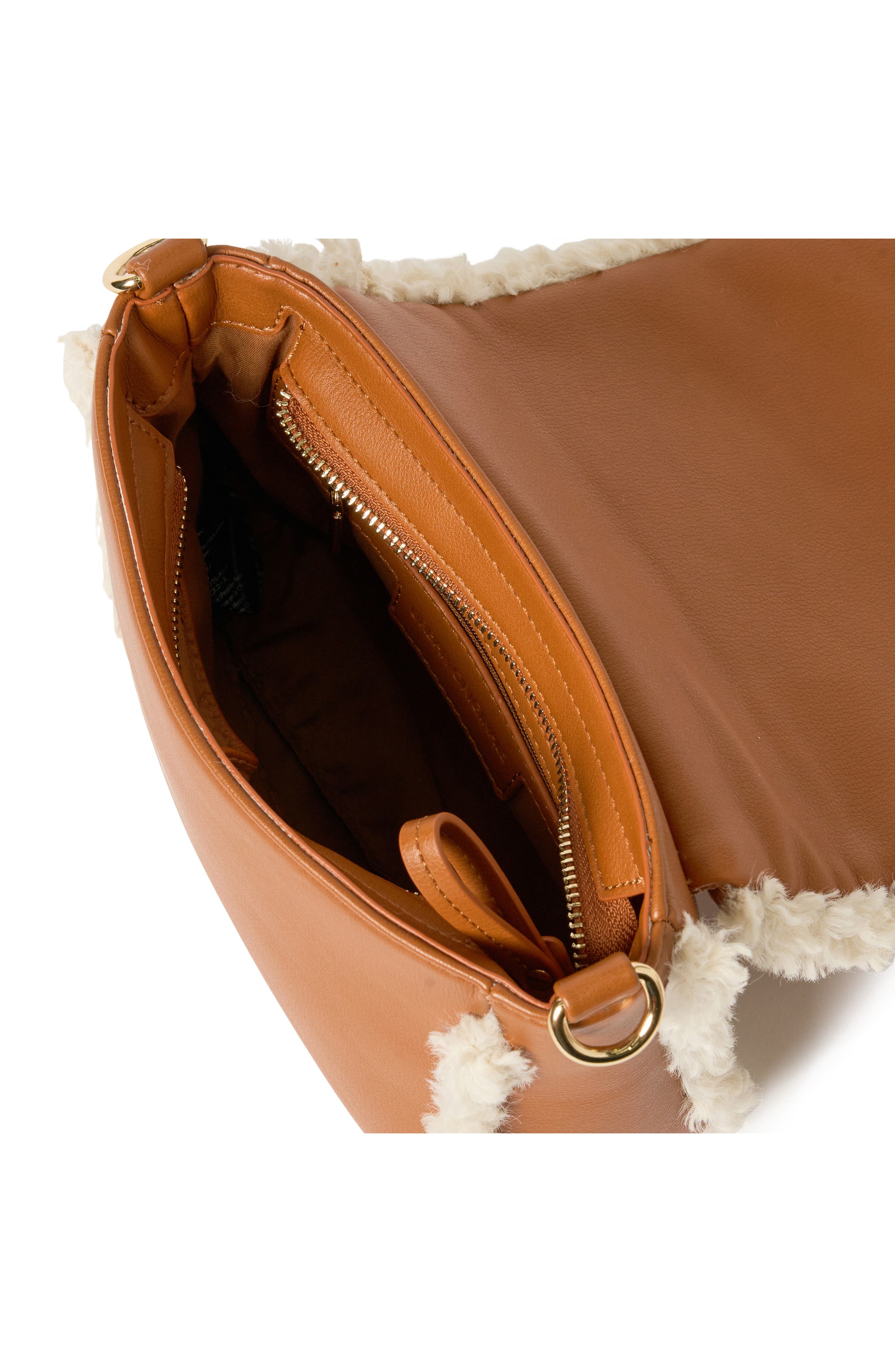 Urban Originals Faux Shearling Flap Crossbody Bag, Alternate, color, Tan