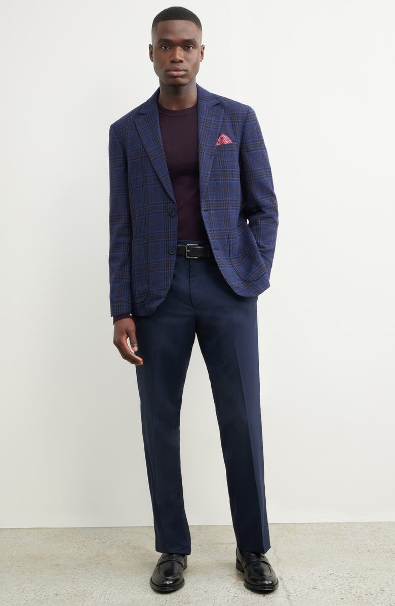 Nordstrom Villa Plaid Knit Wool Blend Sport Coat, Alternate, color, Navy Villa Plaid