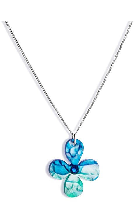 Daisy Pendant Necklace - Blue Lava