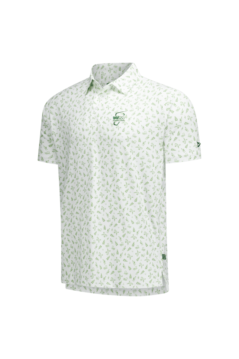 Men's Breezy Golf White WM Phoenix Open Caddy Creatures Polo, Alternate, color, White