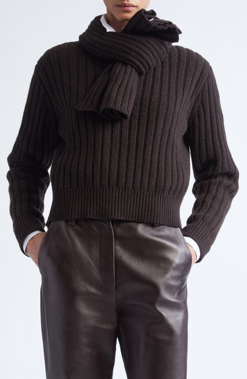 Brandon Maxwell The Ryan Scarf-detailed Ribbed Recycled-cashmere Sweater In Black