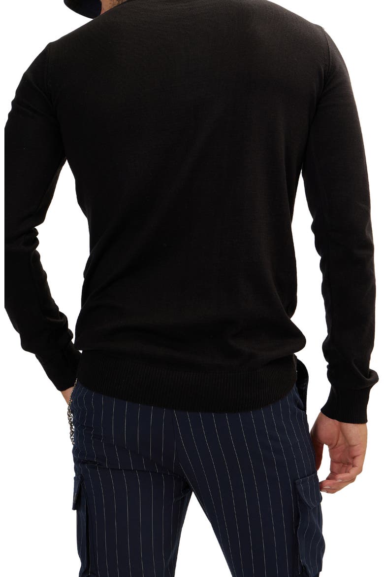Roll Neck Rib Knit Sweater, Alternate, color, BLACK
