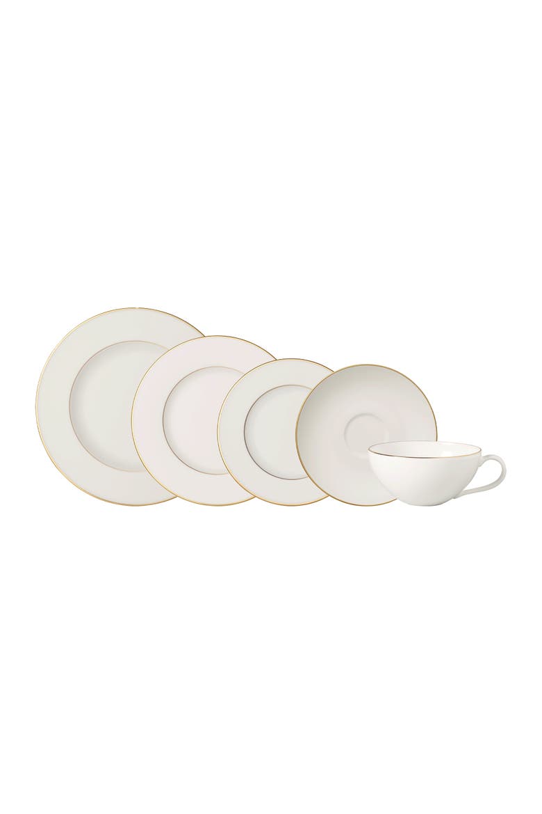 Anmut Gold 5 Piece Place Set, Alternate, color, white