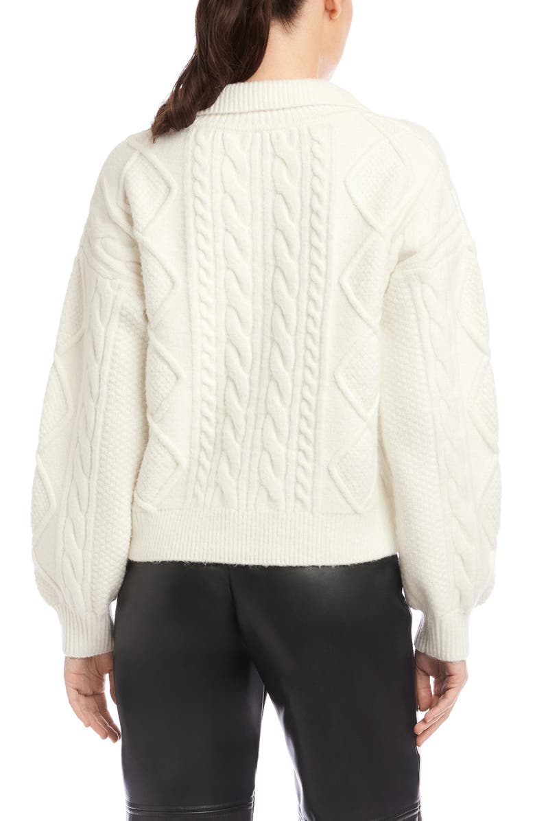 FIFTEEN TWENTY Francis Cable Johnny Collar Polo Sweater, Alternate, color, White