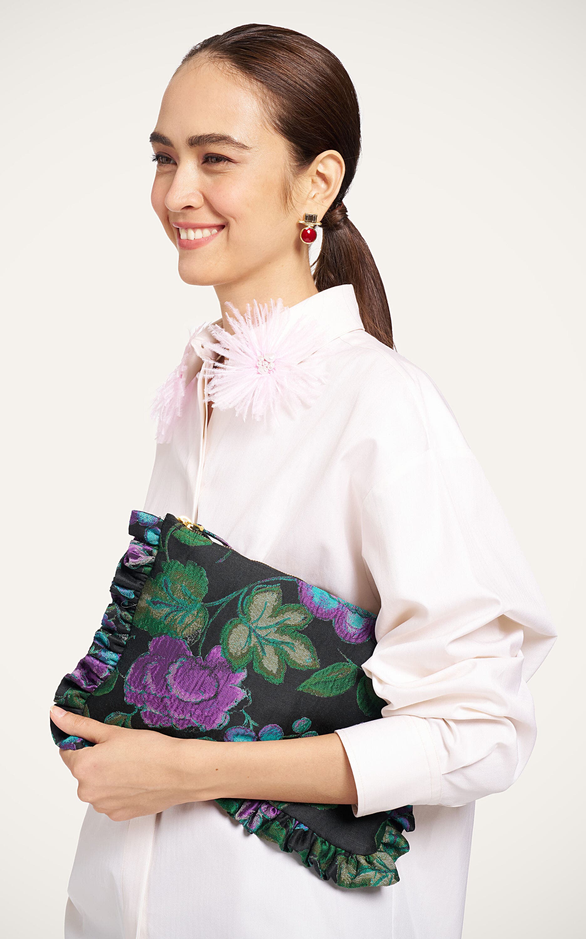 Hand Pochette, Main, color, Botanical Black