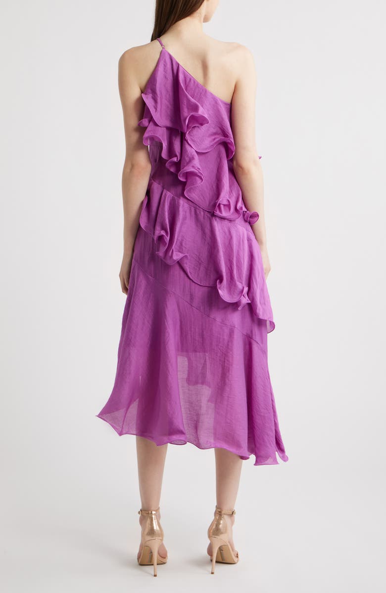CIEBON Matea One-Shoulder Asymmetric Ruffle Dress, Alternate, color, Purple
