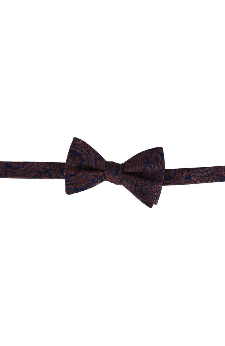 Trafalgar Sobee Paisley Silk Bow Tie, Main, color, Brown