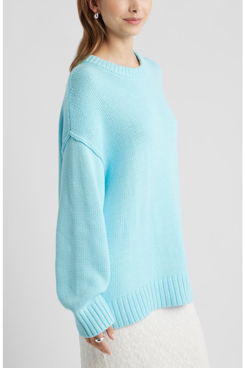 Oversize Crewneck Cotton Sweater, Alternate, color, BLUE ATOMIZER