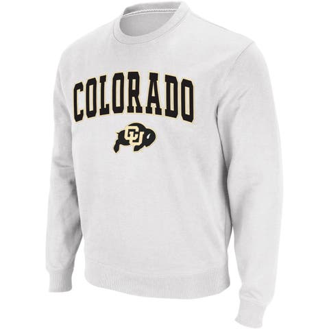 Men's Colosseum White Colorado Buffaloes Arch & Logo Crew Neck Sweatshirt