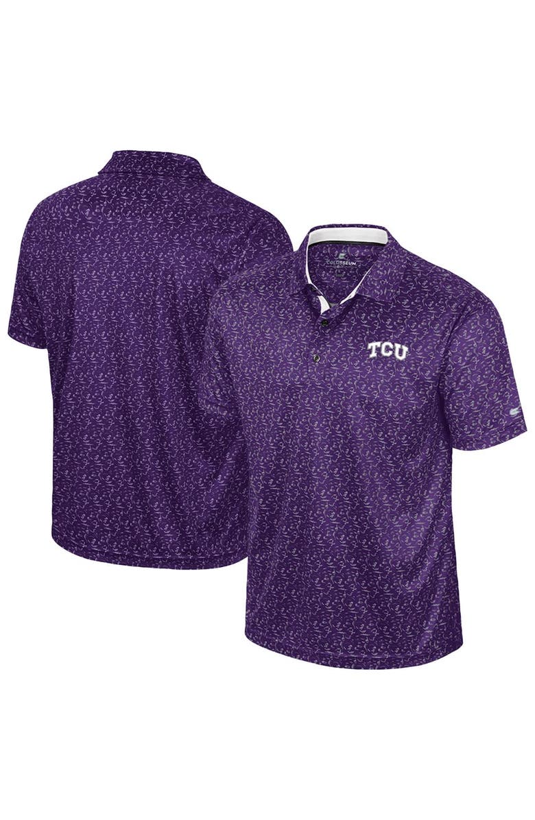 COLOSSEUM Men's Colosseum Purple TCU Horned Frogs Sublimated Golf Polo, Main, color, 