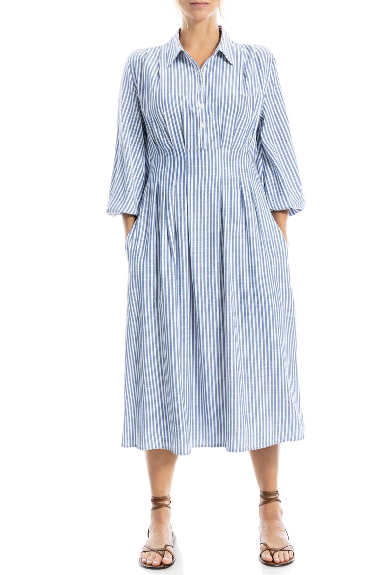Stripe Balloon Sleeve Shirtdress, Alternate, color, DENIM/ BLACK FRAMED STRIPE