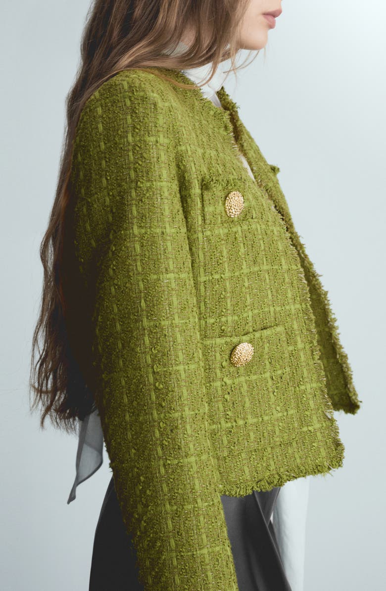 MANGO Textured Button Tweed Jacket, Alternate, color,