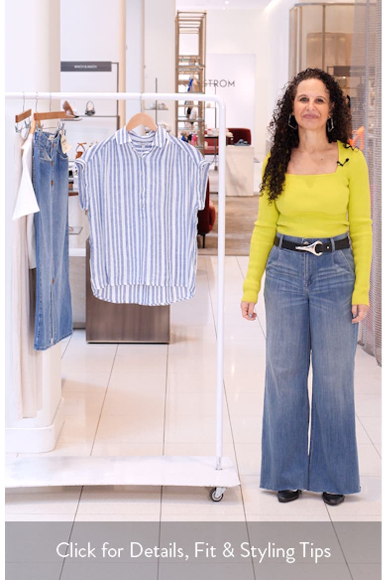 Tuscany Stripe Cap Sleeve Popover Top video