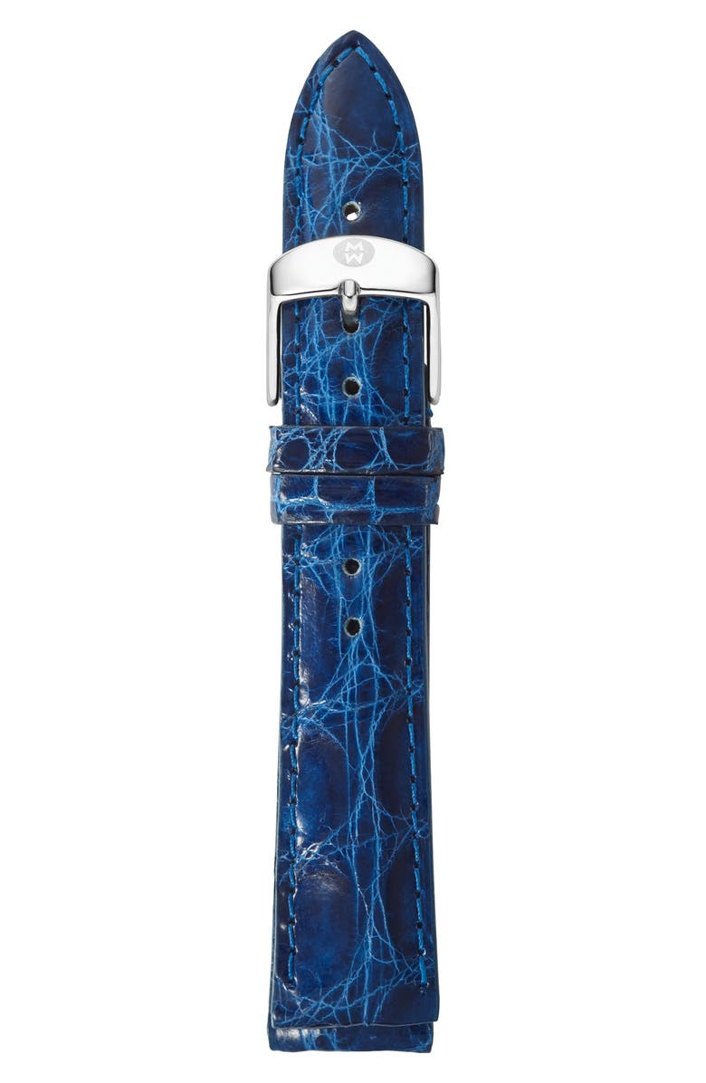 MICHELE 18mm Crocodile Leather Watch Strap, Main, color,
