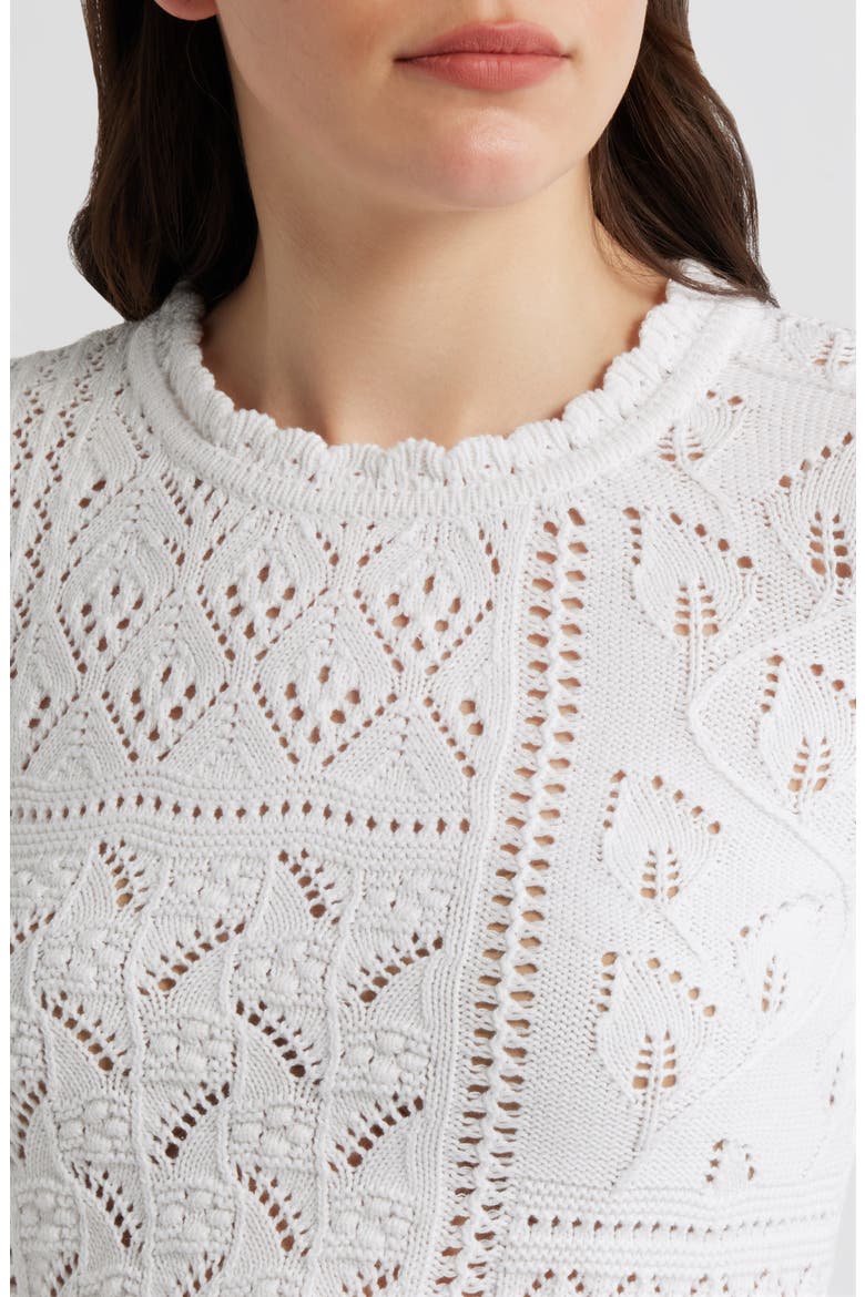 Lily Cotton Pointelle T-Shirt, Alternate, color, SKY WHITE