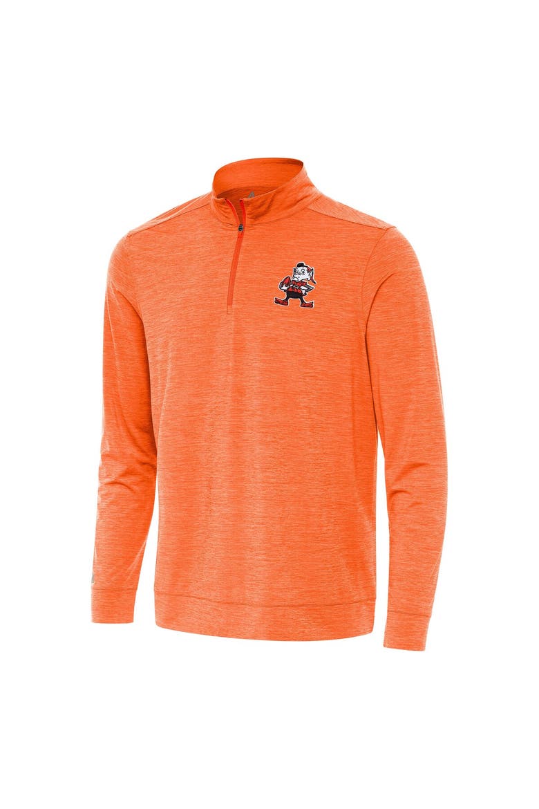 Men's Antigua Heather Orange Cleveland Browns Bright Quarter-Zip Top, Main, color, Heather Orange