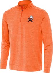ANTIGUA Men's Antigua Heather Orange Cleveland Browns Bright Quarter-Zip Top